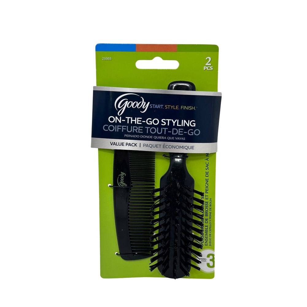 Goody On-The-Go Styling 2 Piece Purse Brush and Comb Set Black 25003